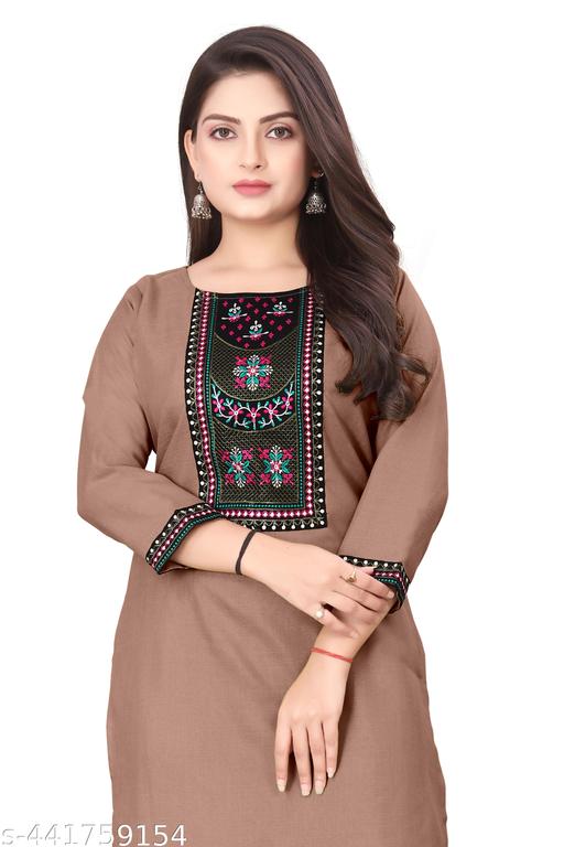 Desigener Kurti New Collection Cotton Blend Stylish New Trendy Embroidered Pattern Casual Kurta for Girls & Women