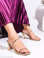 JM Looks Elegant Open-Toe Block Heel Sandals with Dual Straps