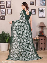 Floral Printed Women's Party Wear Saree With Unstiched Blouse Pieace