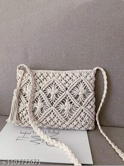THE DECAZONE tylish Handcrafted Macrame Women's Shoulder Bag / Casual & Party Wear Handbag with Tassel