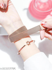 Luxury Mesh  Magnet Buckle Starry sky Quartz Watches For girls.
