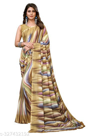 Women's Trendy Printed Georgette Saree with Blouse Material