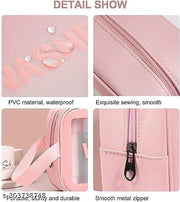 keshal Wash Bag Clear Makeup Pouch Set Cosmetic Organizer Bag for Women and Girls Travel Waterproof Toiletry Storage Kit Organizer Makeup Pouch for Cosmetics Brushes Accessories (Set of 3, Pink)