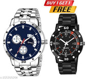 HC HARMI CREATIVE Analog Watch - For Men Steel and  Tranding Pu Belt Quartz Watch Strap For Mens and Boys (Combo Set of 2)