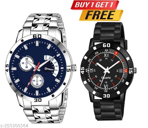 HC HARMI CREATIVE Analog Watch - For Men Steel and  Tranding Pu Belt Quartz Watch Strap For Mens and Boys (Combo Set of 2)