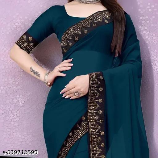 PIRAMID Georgeette HOTFIX Work SAREE | Sarees | georgette sarees | party wear saree | saree black | saree new collection | Fashionable Sarees | Sparrow Fashionable Sarees | Abhisarika Fabulous Sarees |