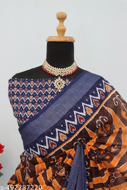 COTTON LILAN DIGITAL PRINT SAREE