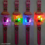 Kitty And Lol Music Combo Cartoon Characters Multicolored Disco Light with Musical Tone Digital Girl's and Boy's Wrist Watch