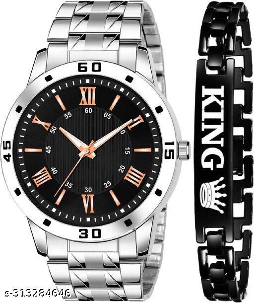 stylish analog men watch  trendy with bracelet