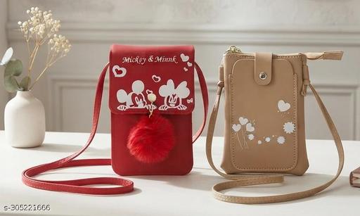 MAHABAL Sling Bags for Women Latest |Crossbody Bag | Phone Bag Stylish PU Leather. Mobile Cell Phone Holder Pocket Purse Wallet Mini Shoulder Bags Ideal Gift for Women.(Pair of 2 sling )