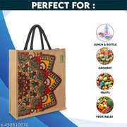 Golzia Jute Handbag is perfect for school, college, shopping and a lunch bag for the office