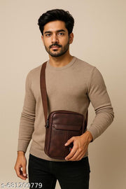 Men's Brown Sling Bag Stylish Crossbdy Travel Bag with Adjustable Strap ALLDAY Utility Bag