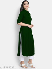 Women's Solid Rayon Kurtis