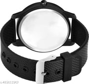 PS WATCHES Analog Round Black Dial ALPHA1BET A Design Stylish Black PU Strap Classic Design Fancy Wrist Watch for Men and Boys, Pack of 1 - ALPHA1-A-AVO-BLK-SFR
