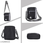 Modern Women Sling Bag Black Urban Style Crossbody Chest Bag with Multiple Pockets