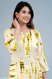 "Women's and Girls" Rayon Jaipuri Printed Straight"Kurti
