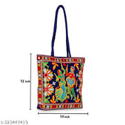 Royal Looking Cotton Traditional Ethnic Rajasthani Jaipuri Embroidered Handbag (Blue)