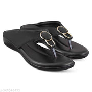 Unique Sandals Black Slipper for Women , Women's Fashion Sandal Faux Leather, Comfortable & Stylish Wedges Ideal for Casual & Formal Occasions, Comfortable Lycra Slippers For Women, Flats for Women Stylish Latest Girls Unique