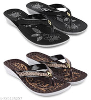 Ango Soft Footbed Sandals for Women Lightweight & Comfortable Daily Wear Fashion Sandals Pack of 2
