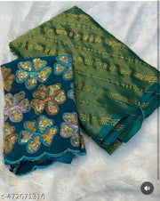 Women's sarees for women | sarees for wedding | party wear sarees sarees for women georgette| ready to wear saree| With Unstitched Blouse Piece