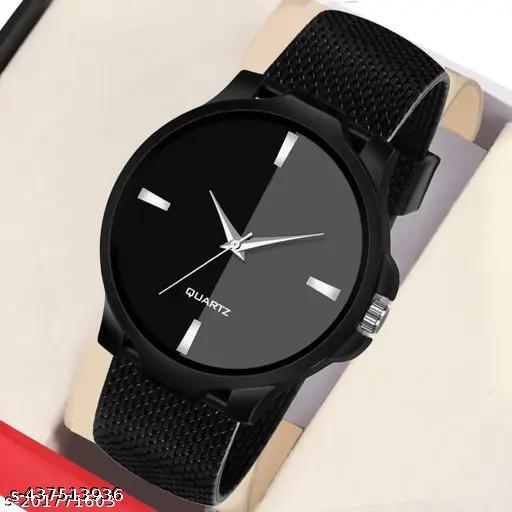 Pu Black Tow Tone Dial PU Analog Men's Watch