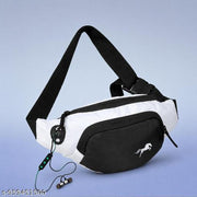 Unisex Sports Fanny Pack with Earphone | Lightweight Dual-Tone Waist Bag for Running, Gym & Travel | Multi-Pocket Crossbody Sling Bag