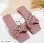 Women’s Stylish Bow Slip-On Flats | Square Toe Sandals with Sparkling Rhinestone Knot Accent | Lightweight Soft Cushioned Sole Footwear for Party, Office, Travel, Shopping, Casual Outings & Everyday Wear