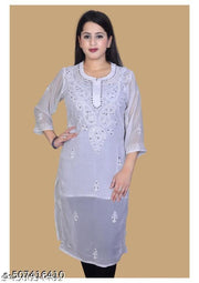 white chikankari kurti for women nd girls