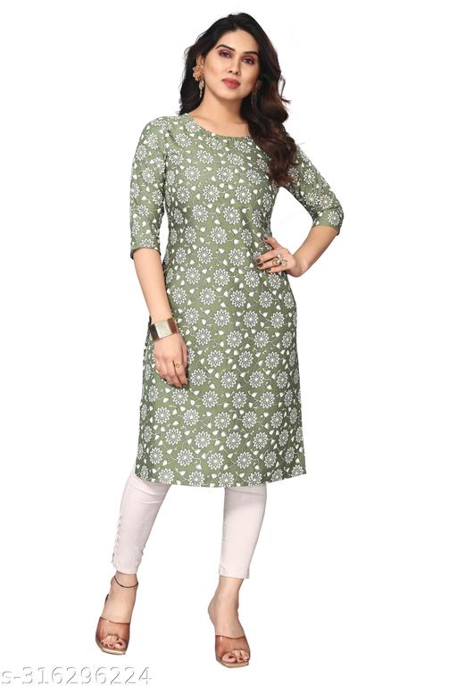 Women Printed Crepe Straight Kurti