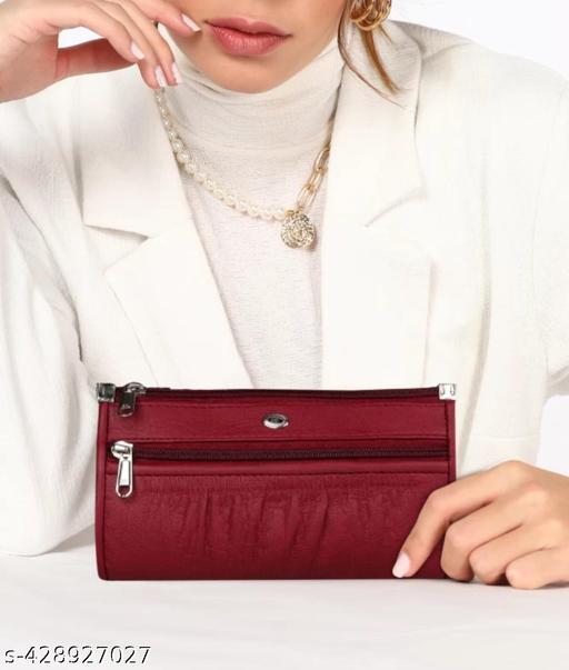 FLIKKER: Casual Women's Attractive Solid Clutch Women's Multi Zip Daily Use Maroon Red Clutches Handbag for Girls Baby Maroon Mobile Purse for Women (Maroon, Pack of: 1)