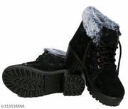 Trendy winter women warm fur black boots