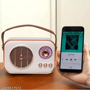 Fm Radio With Premium Retro-Chicc Wireless Speaker – Small Portable Soundbox with Built-in Rechargeable Battery and Unique Antique Look