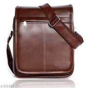 Faux Leather Small Sling Bag (Brown)