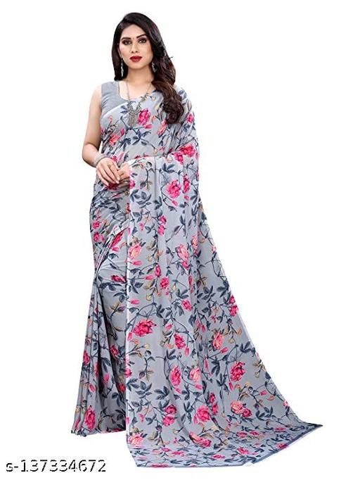 georgette grey Saree with blouse