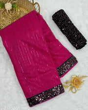 Women's Glamorous Sparkle Net Saree for Festive & Party Wear