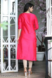 Aagam Drishya Kurtis traditional summer women’s Below 299 silk sky black color jacket magenta short pathani Neck Front Slit Plain Red Floor Length Office Wear Rayon Green Orange pink Chinese Collar Round Tunic Aagyeyi Ensemble Kurtis