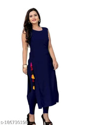 Cool&Classy Rayon Kurtis(Navy Blue)