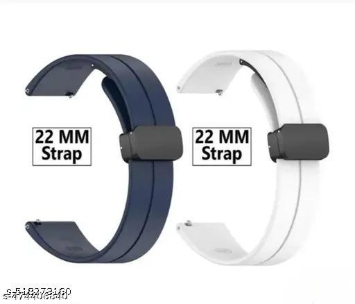 NEW DESIGN MAGNETIC BUCKLE STRAP . 22 MM SILICON STRAP FOR SMART WATCH. SMART WATCH STRAP COMBO PACK OF 2. STYLISH STRAP FOR WATCH