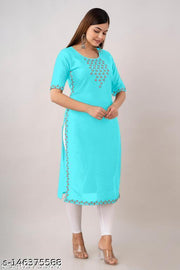 Elegant Sleeves Black Rayon Kurti with Embroidery For Girls | Kurti | Black Kurti | Embroidered Kurti | Long Sleeve Kurti | Office Wear Kurti | Party Wear Kurti | Indian Ethnic Wear | Trendy Kurtis for Women