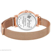 Jainx Blue Dial Rose Gold Mesh Chain Analog Wrist Watch for Women