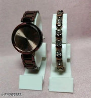 New Women Brown Metal Analog Watch With Breaclet Combo girls watches bracelet combo