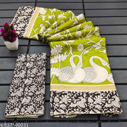 PURE MULMUL COTTON SAREE WITH RUNNING BLOUSE