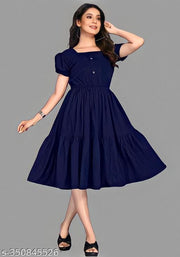 Women's "Rayon" Fashionable Flared "Stylish Kurti"  (Navy Blue)
