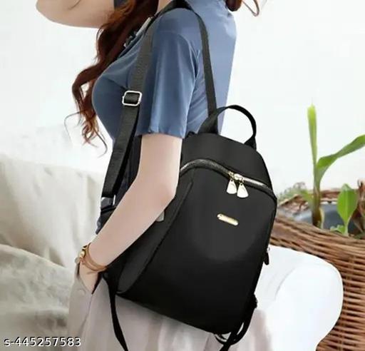 Backpack Bag for Girls and Women, Latest Traditional Printed Black Backpack/School Bags (Black)