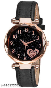 women watch black Best High Quality Attractive Unique new 3D heart Designer Leather Belt Analog watches for girl