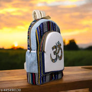 Multicolor Om Symbol Backpack with White Front Panel | Spiritual Ethnic Print School Bag for Girls & Boys | Lightweight Travel Daypack with Side Pockets | Stylish Casual Backpack