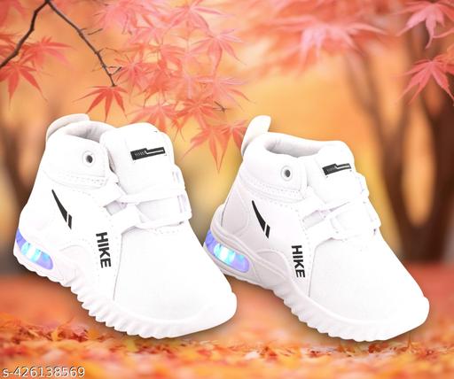 Trenszio Kids  Led Shoes, Casual Led Velcro Shoes, Light weight Shoes, Outdoor Indoor Shoes, Casual Shoes for Little Tiny Kid Baby Boy Girl Shoes T61White