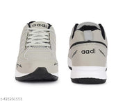 AADI Men's Grey Synthetic Leather Comfortable Lightweight Outdoor Lace Up Running, Walking & Gym Casual Sports Shoes