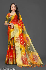 NEW FANCY ORGANZA SAREE  MULTY COLOUR SAREE