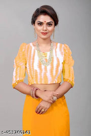 Women's Georgette Saree With Blouse Piece, Ruffle Frill Saree